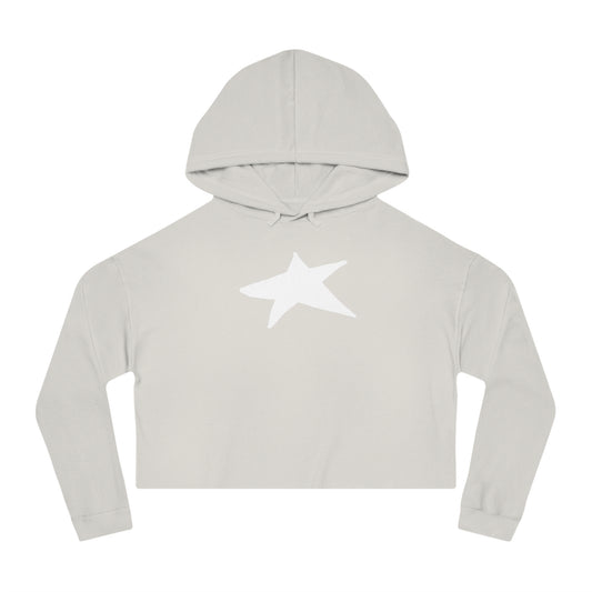 Chic Star-Embroidered Cropped Hoodie — Women's 80/20 Cotton-Poly