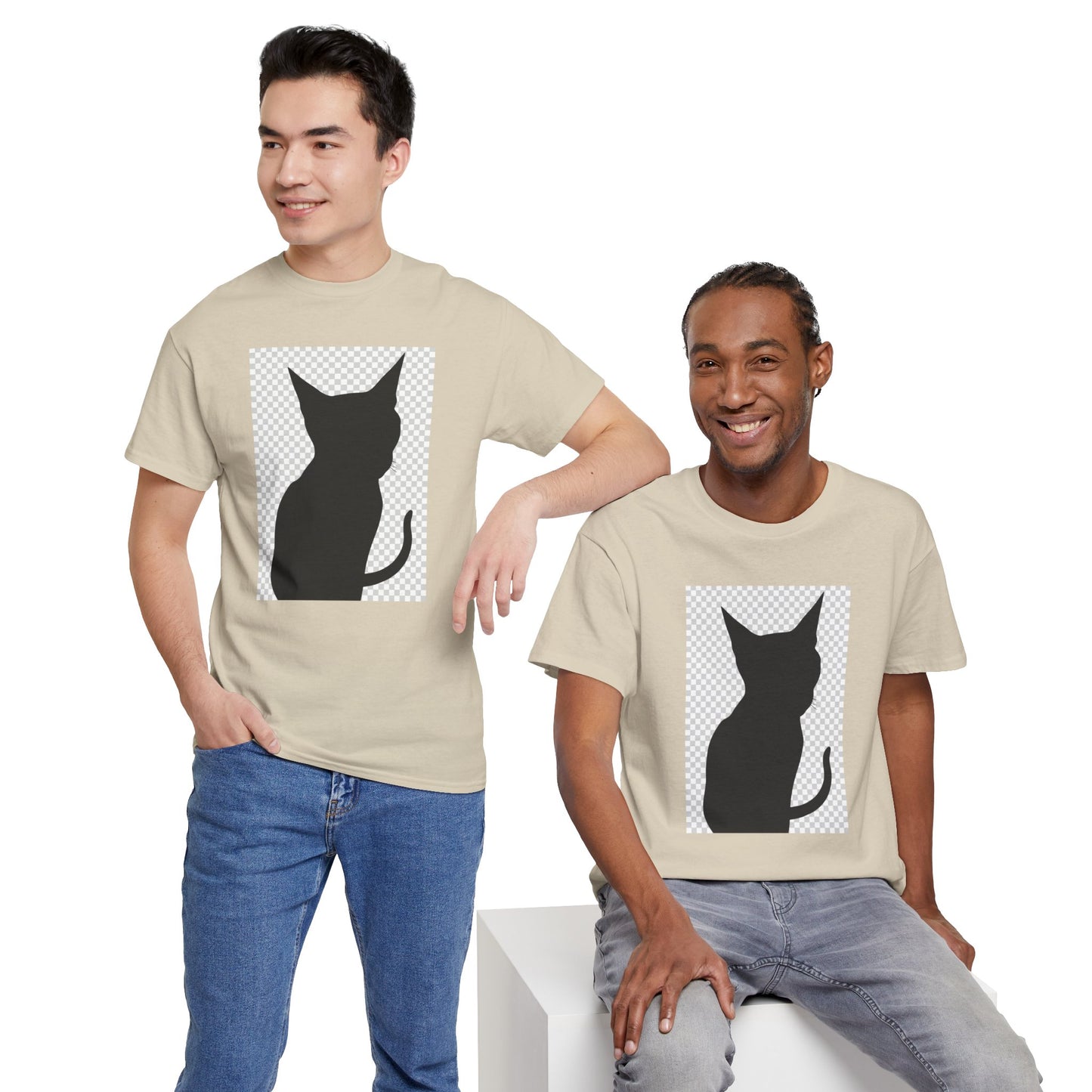 Cat Silhouette Unisex Tee — Heavy Cotton Graphic Shirt for Cat Lovers | HERARTSSSS