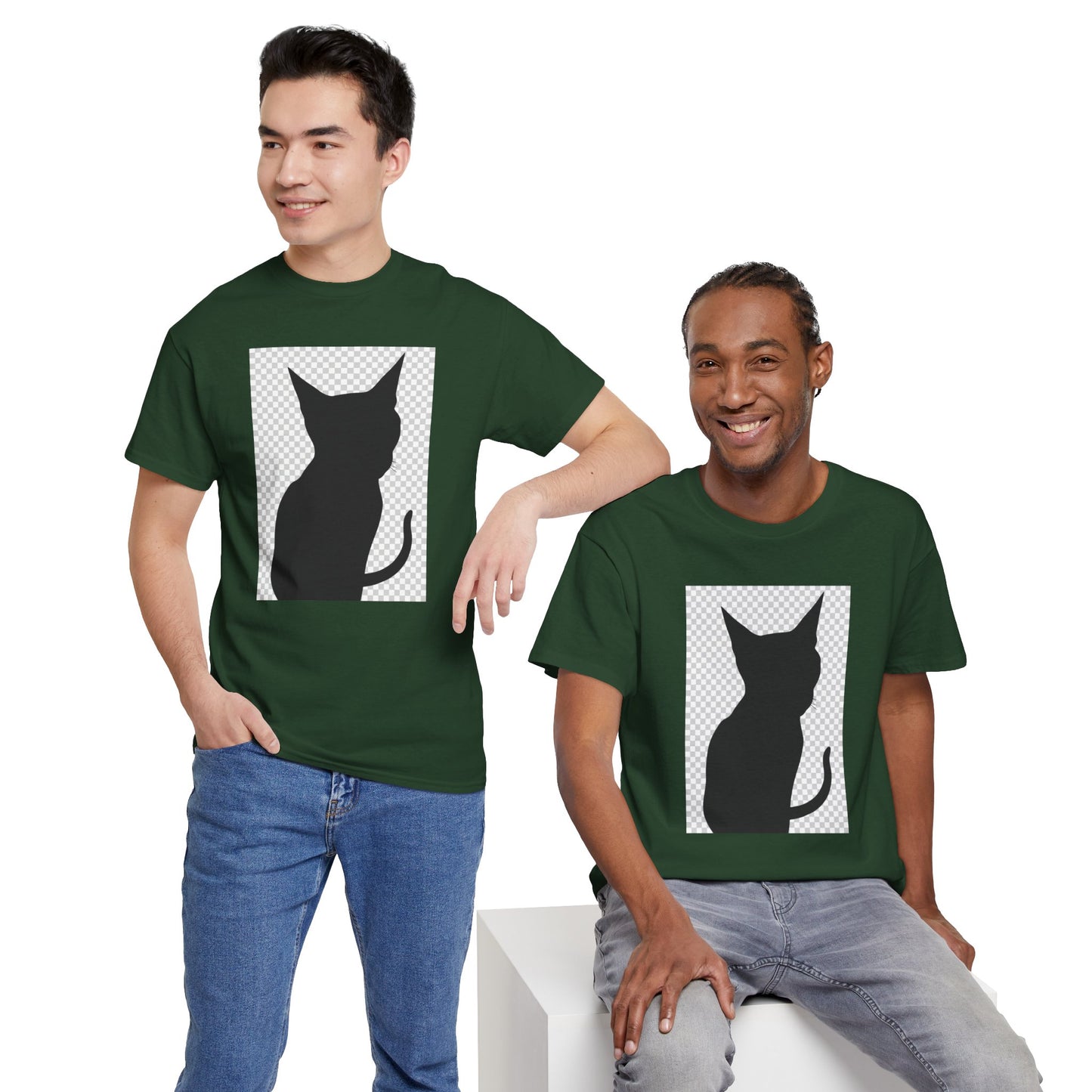 Cat Silhouette Unisex Tee — Heavy Cotton Graphic Shirt for Cat Lovers | HERARTSSSS