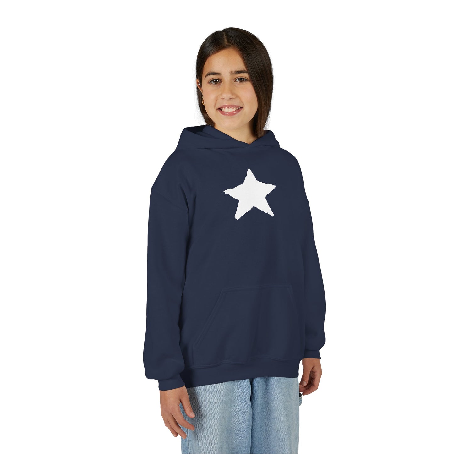 Star Youth Heavy Blend Hooded Sweatshirt — Kids Cozy Kangaroo Pocket