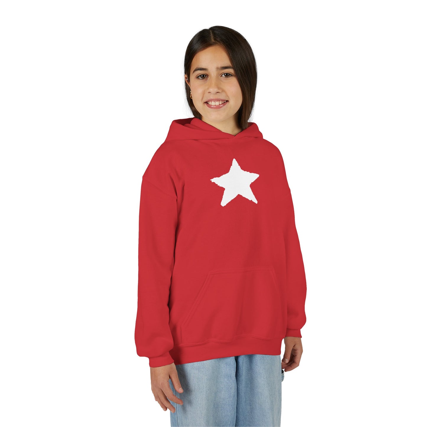 Star Youth Heavy Blend Hooded Sweatshirt — Kids Cozy Kangaroo Pocket