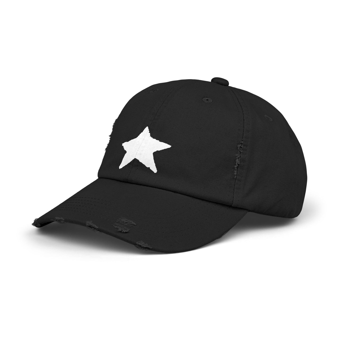 Unisex Distressed Cap with Star Design - Trendy Casual Style
