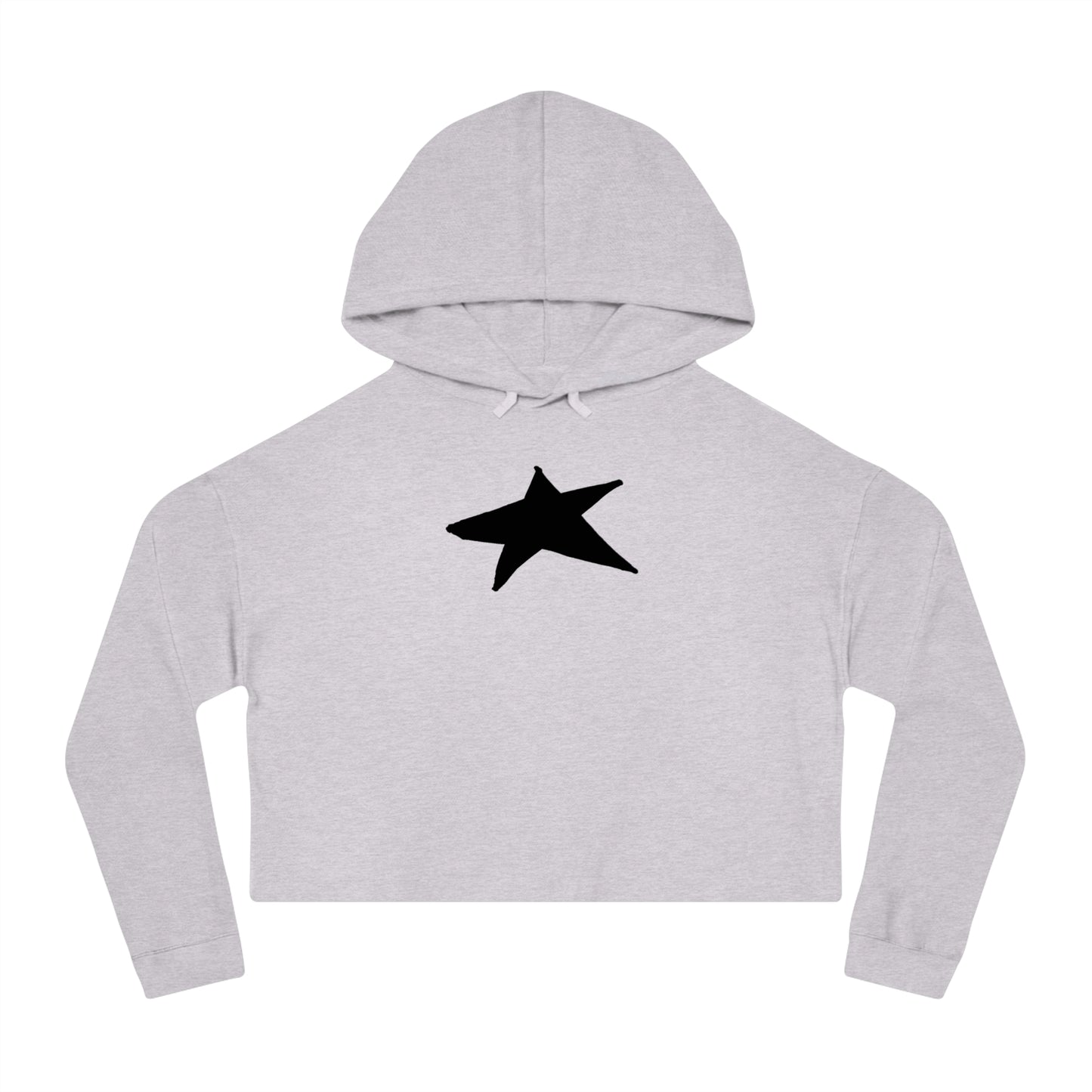 Chic Star Print Cropped Hoodie for Women - Trendy Lightweight Sweatshirt
