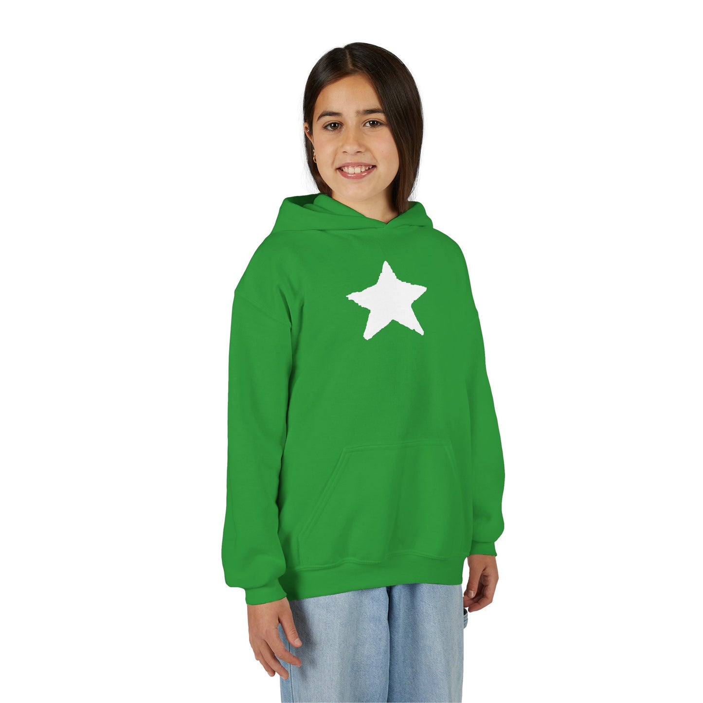 Star Youth Heavy Blend Hooded Sweatshirt — Kids Cozy Kangaroo Pocket