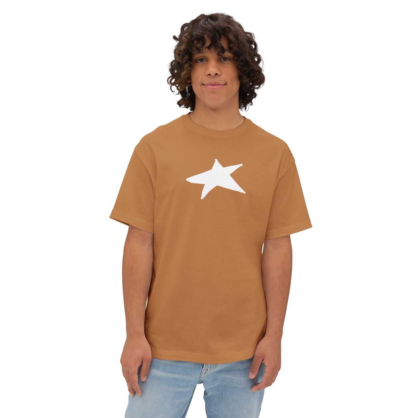 Star Unisex Oversized Boxy Tee — Dropped Shoulder Casual Tee (100% Cotton) | HERARTSSSS