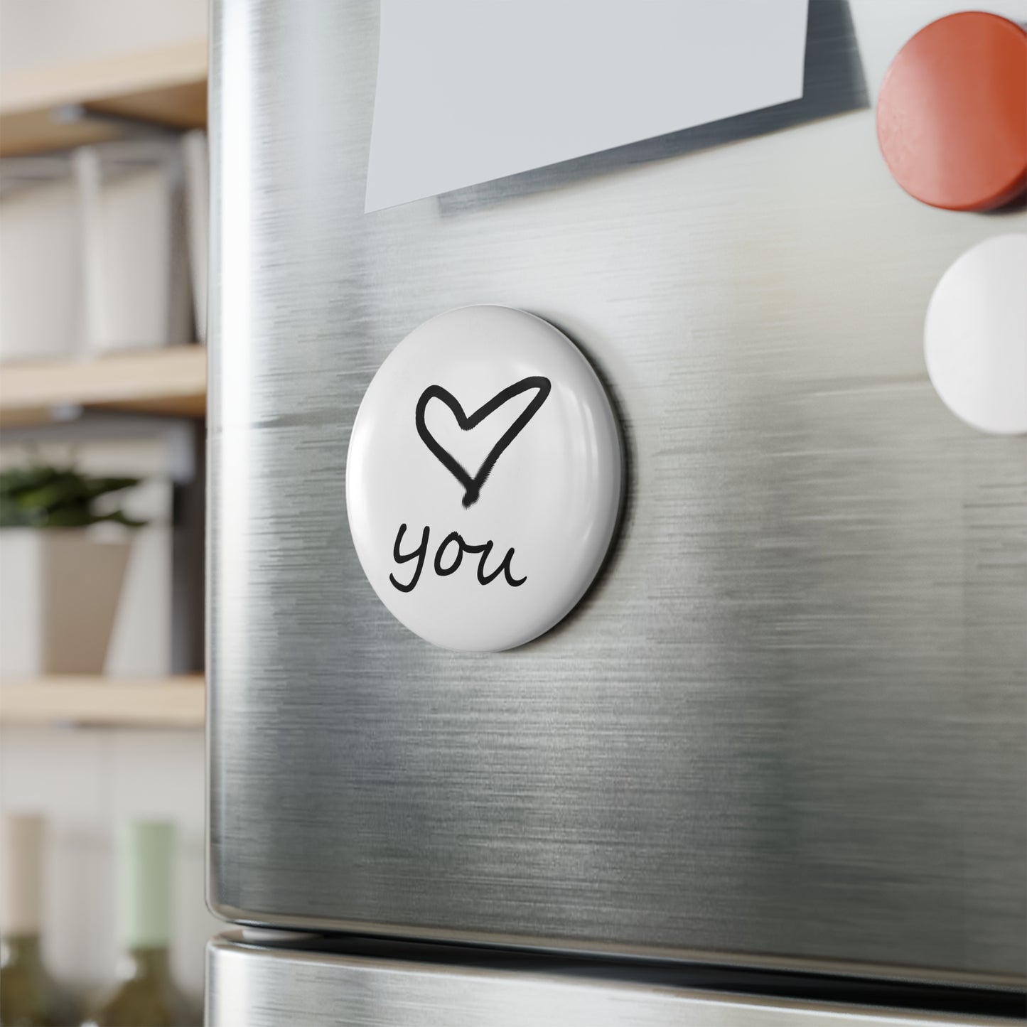 Love You Button Magnet — 2.25" Round Mylar-Covered Fridge Magnet (1 or 10 Pack)