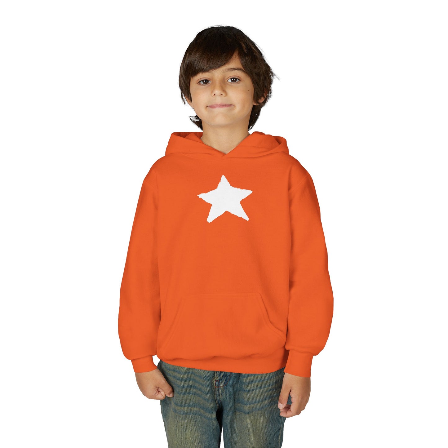 Star Youth Heavy Blend Hooded Sweatshirt — Kids Cozy Kangaroo Pocket
