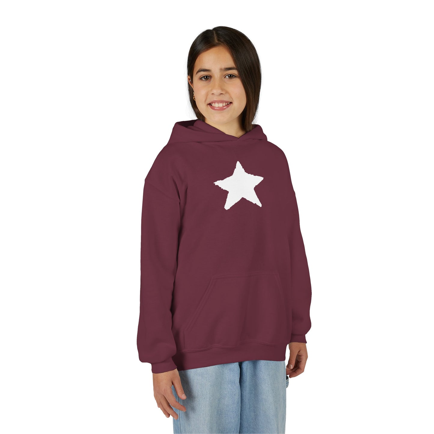 Star Youth Heavy Blend Hooded Sweatshirt — Kids Cozy Kangaroo Pocket