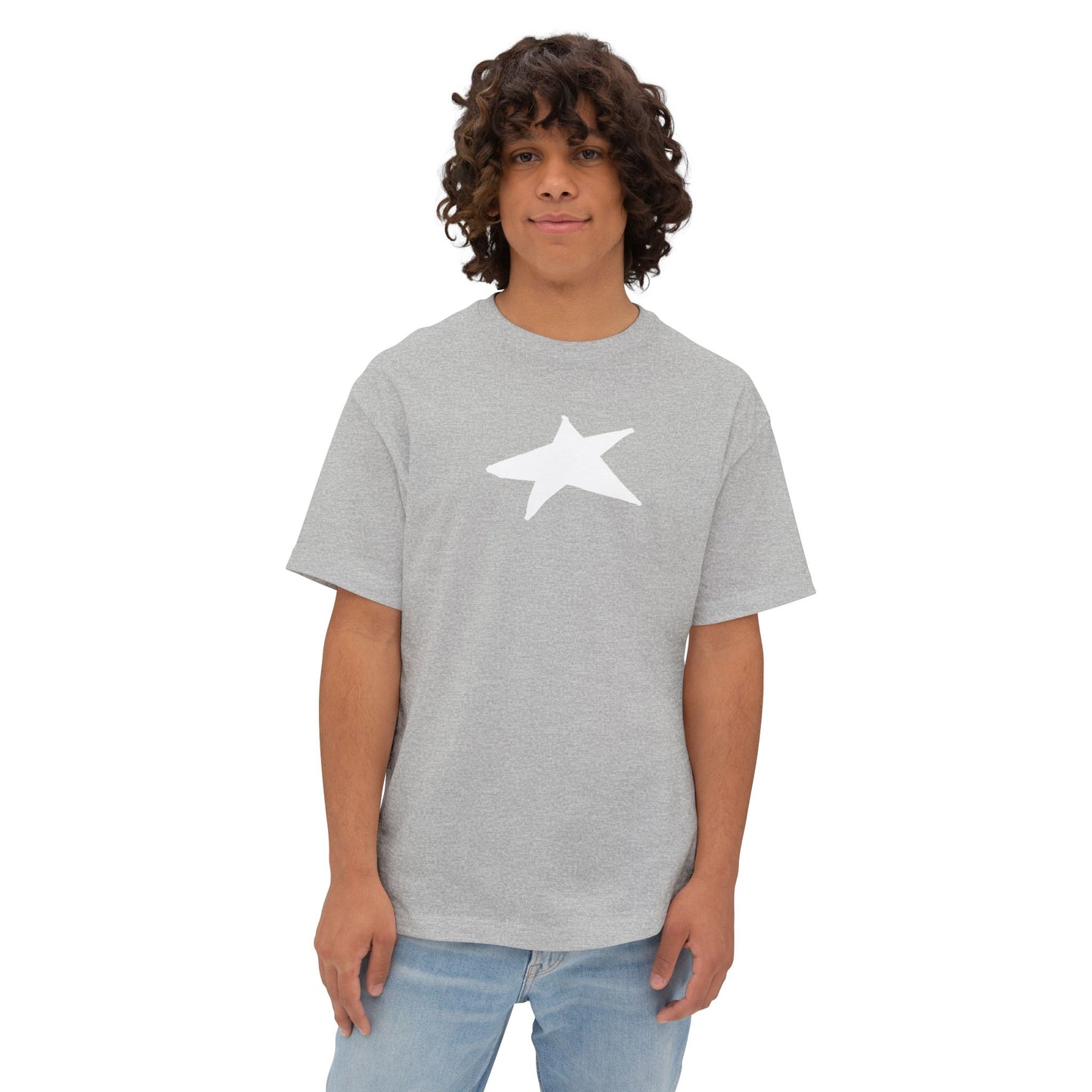 Star Unisex Oversized Boxy Tee — Dropped Shoulder Casual Tee (100% Cotton) | HERARTSSSS
