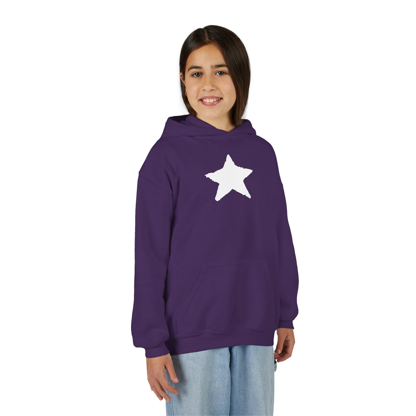 Star Youth Heavy Blend Hooded Sweatshirt — Kids Cozy Kangaroo Pocket