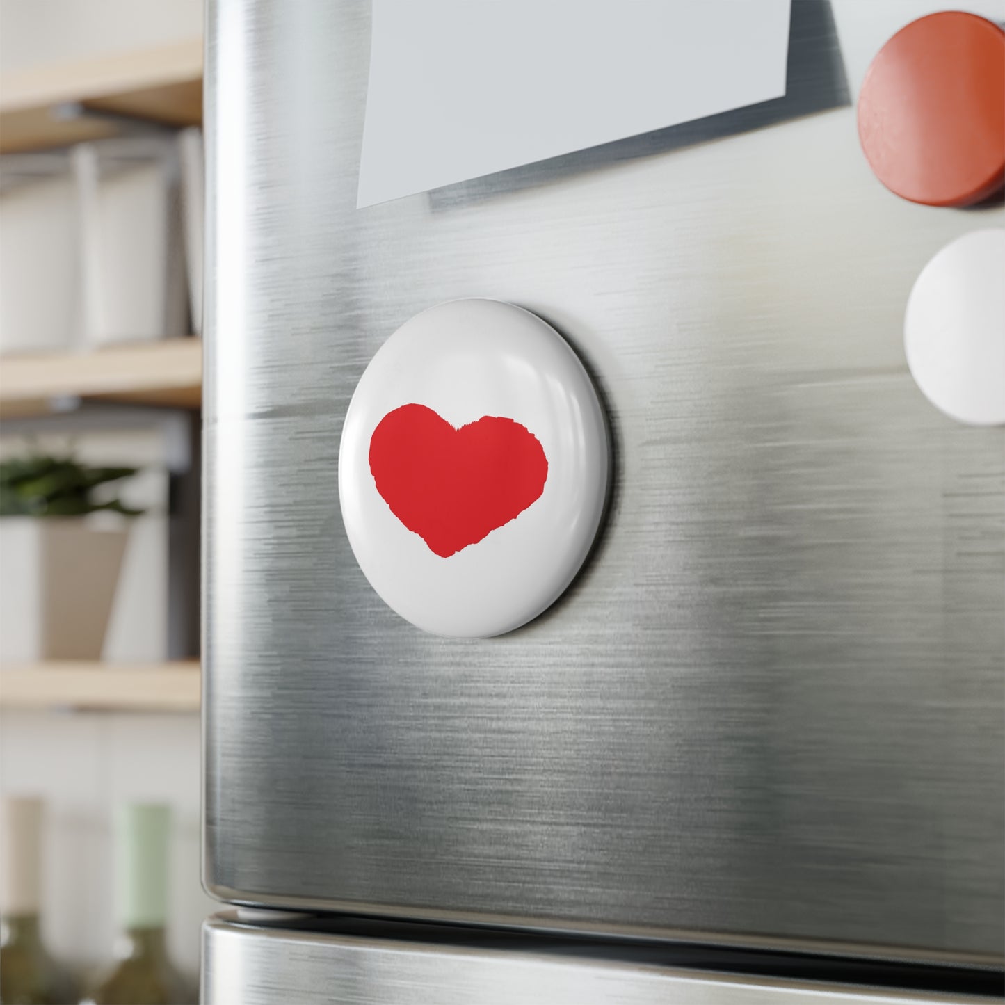 Heart Button Magnet — 2.25" Round, Vibrant Mylar-Covered Fridge Magnet (1 or 10 Pack)