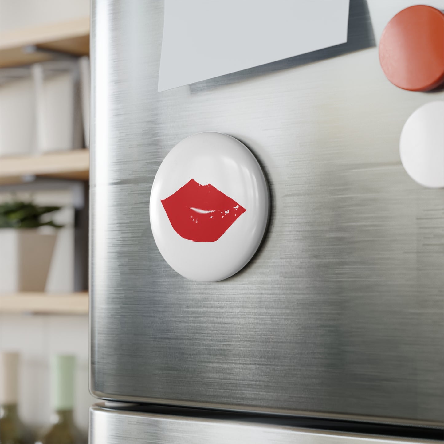 Lip Button Magnet — 2.25" Round Mylar-Covered Fridge Magnet (1 or 10 Pack)